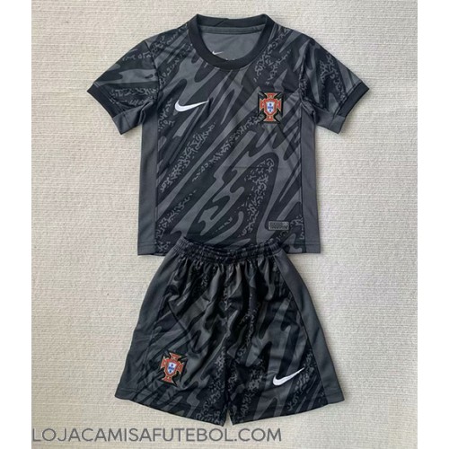 Camisa de Futebol Portugal Goleiro Equipamento Secundário Infantil Europeu 2024 Manga Curta (+ Calças curtas)